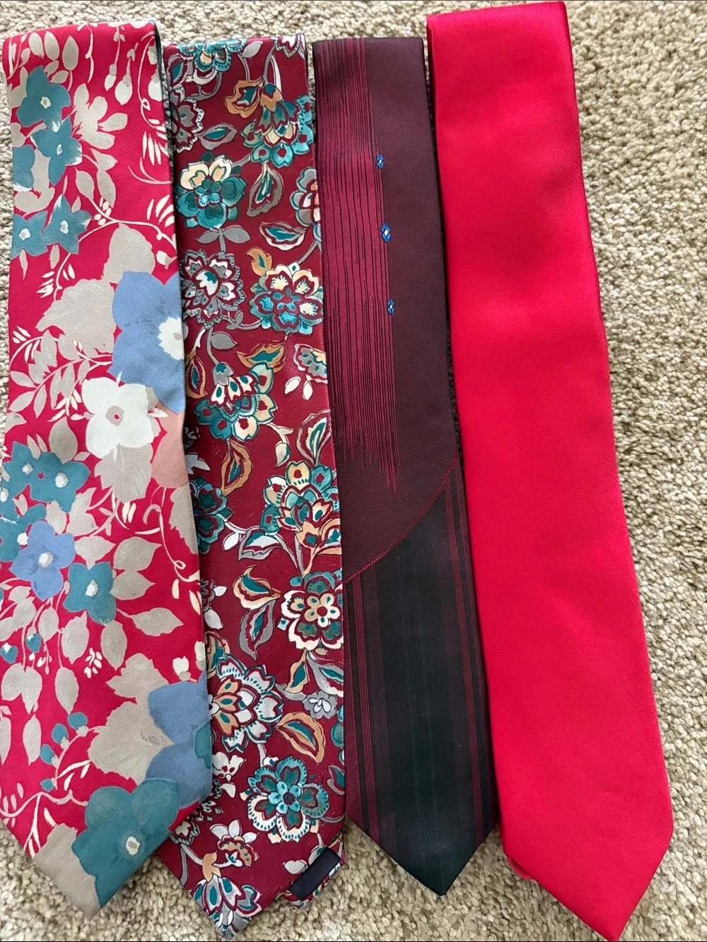 Colorful Men's Floral & Patterned Tie Set - Teal, Red, Gold, Black Mix